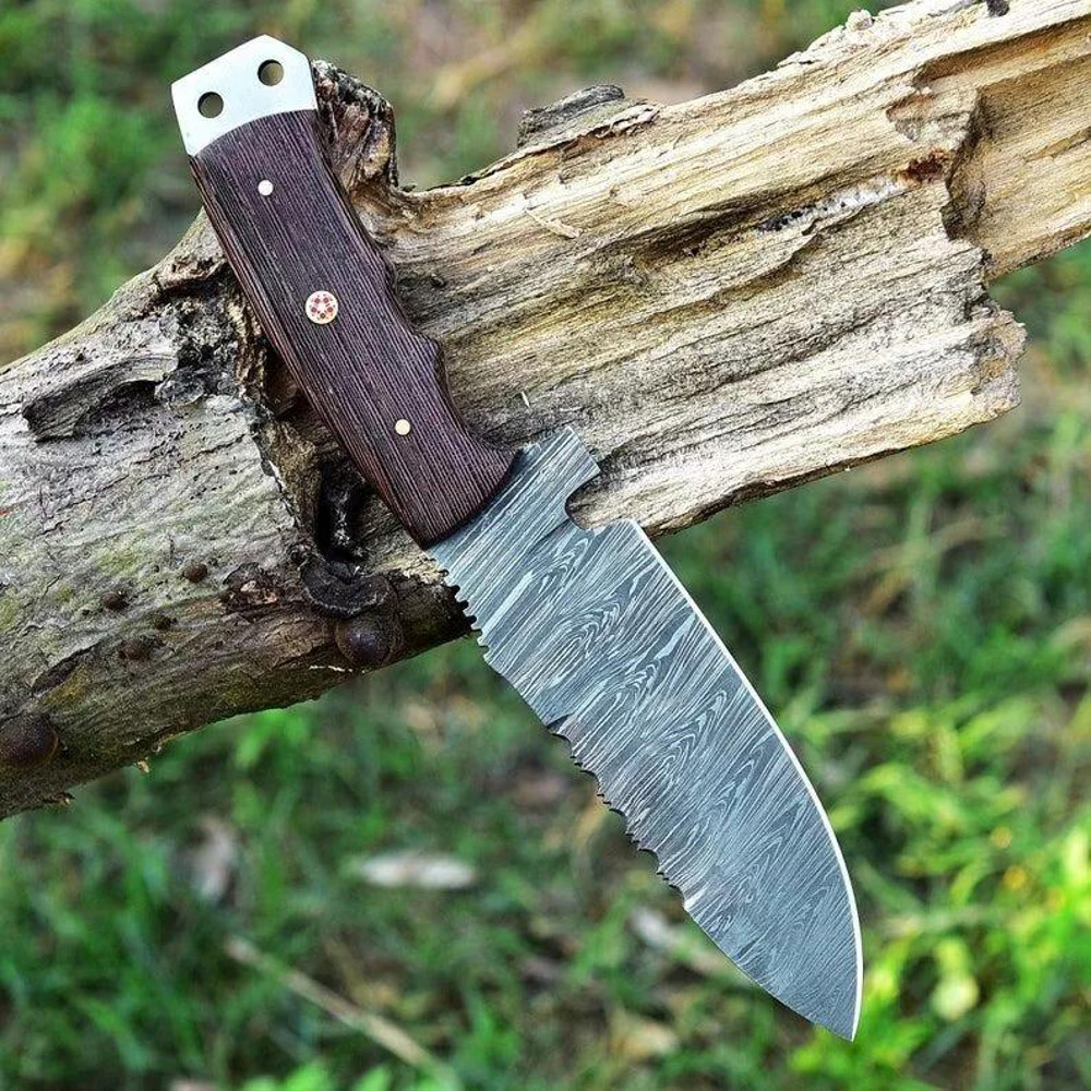 CUSTOM HANDMADE DAMASCUS SURVIVAL CAMPING FIXED BLADE HUNTING KNIFE 4