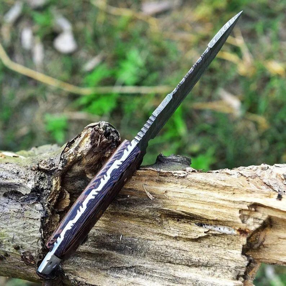 CUSTOM HANDMADE DAMASCUS SURVIVAL CAMPING FIXED BLADE HUNTING KNIFE 5