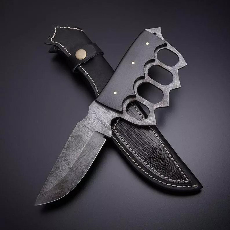 CUSTOM HANDMADE DAMASCUS STEEL SURVIVAL CAMPING FIXED BLADE HUNTING KNIFE 4