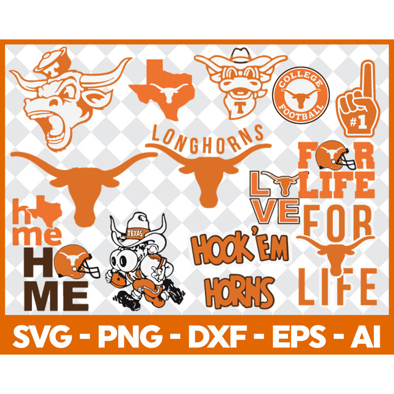 Bundle Designs Longhorn SVG-PNG-DXF-EPS - High-Quality Digital Download