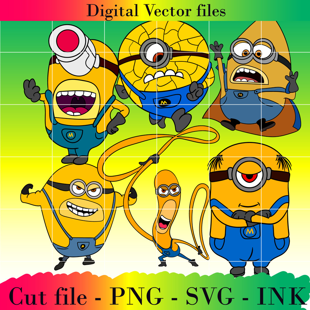Editable Mega Minion Gus SVG Minion Jerry PNG Tim From Despicable Me 4Minion DaveMinion MelStuart Printable 0
