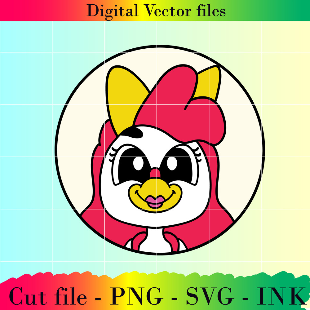 Sticker SVG PNG Ink Cut FileSticker Female Clucky From Cluckys Logic Editable Project Printable For Birthday 0