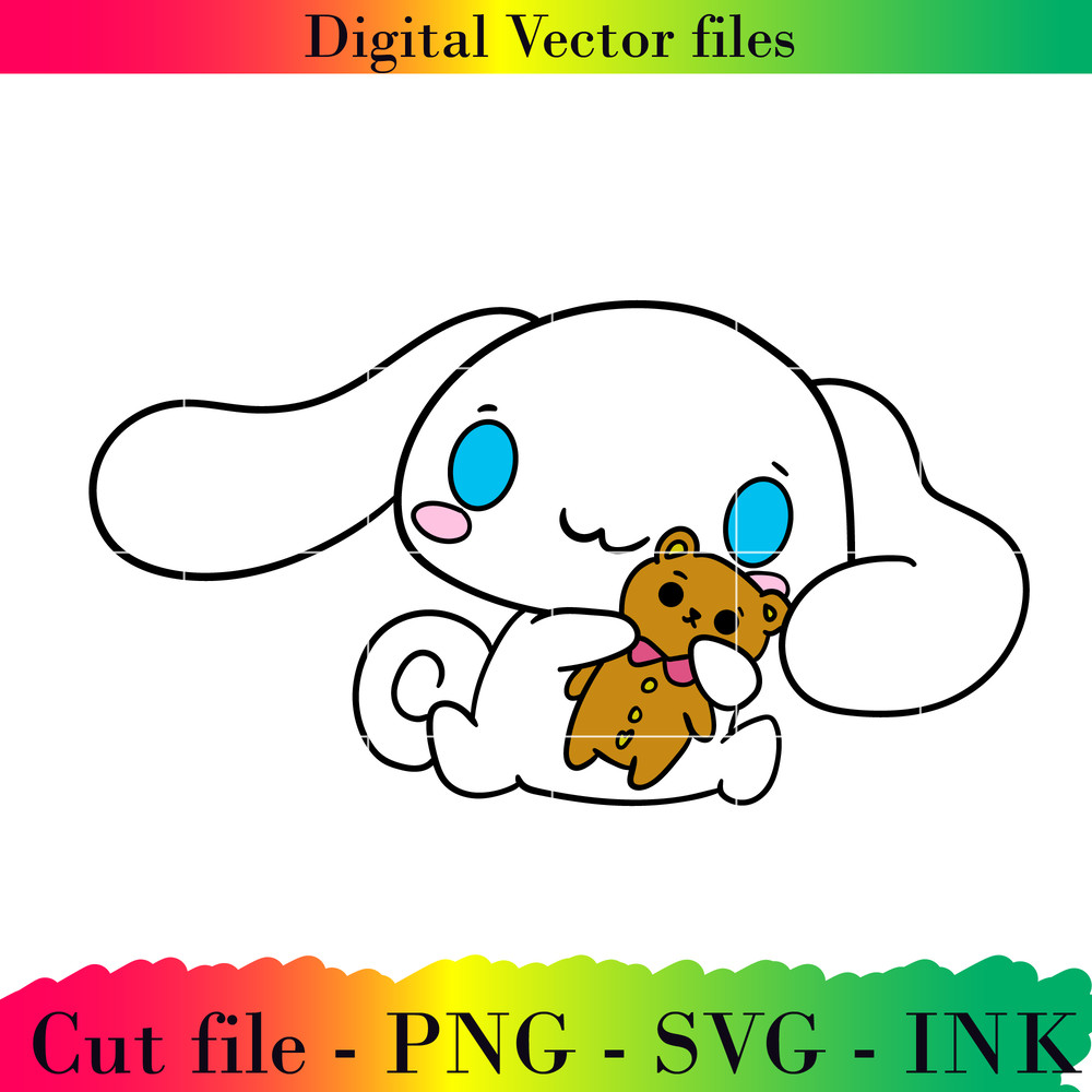 Editable Cinnamoroll Hugging A Teddy Bear Project Printable For BirthdaySVGPNGInkCinnamoroll Colori 0