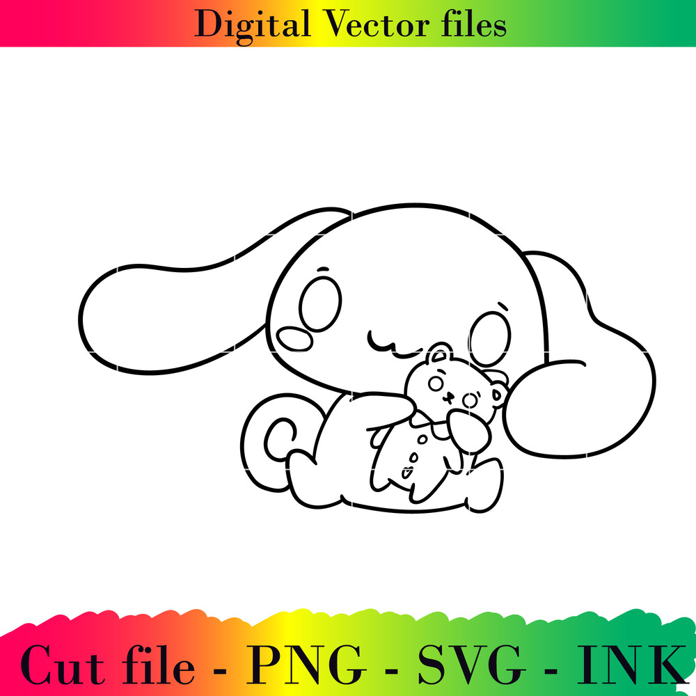 Editable Cinnamoroll Hugging A Teddy Bear Project Printable For BirthdaySVGPNGInkCinnamoroll Colori 1