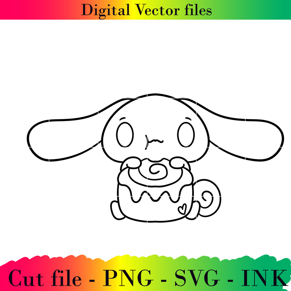 Editable Cinnamoroll Eating A Cinnamon Roll Project Printable For BirthdaySVGPNGInkCinnamoroll Colo 1