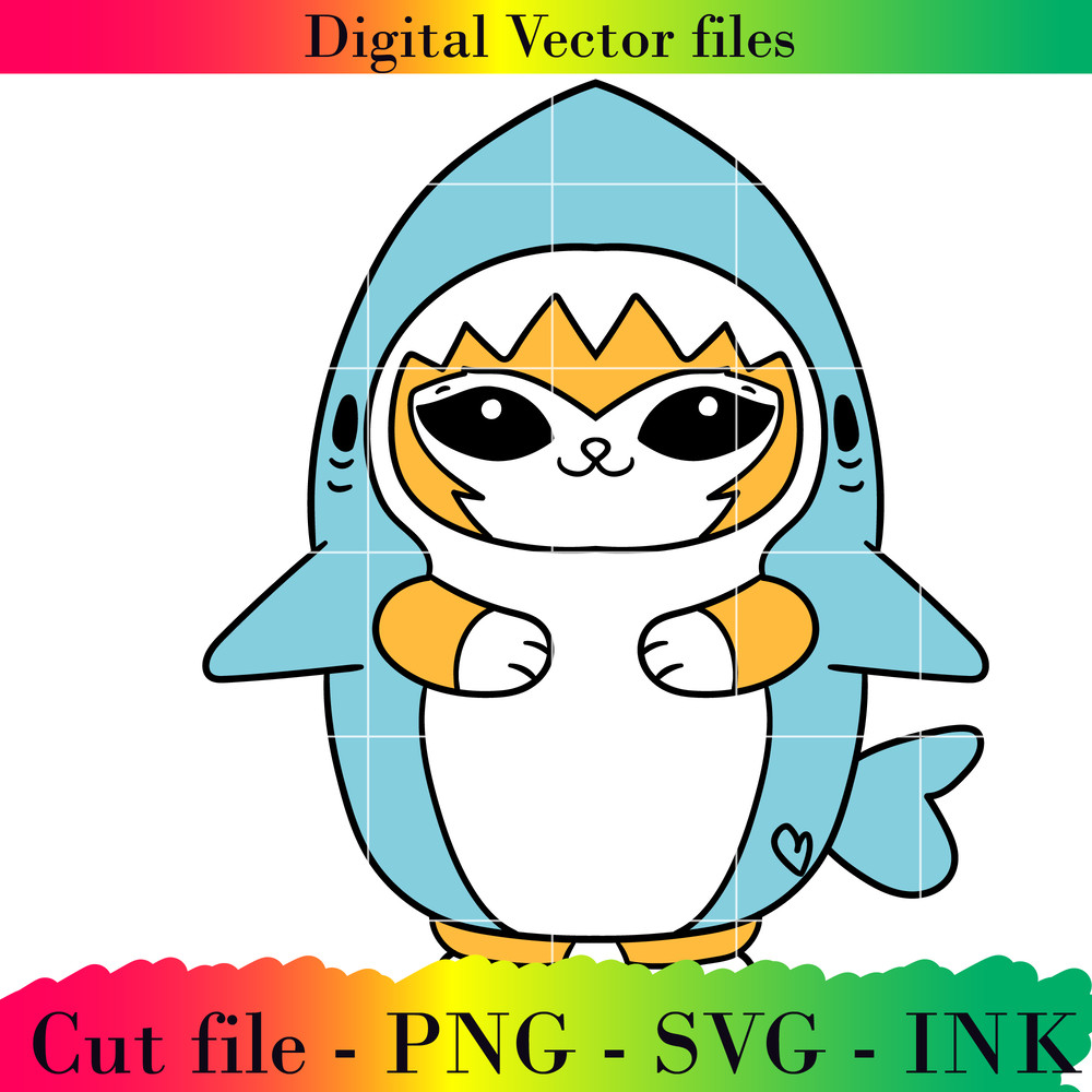 Editable Shark Kitty Cat Project Printable For BirthdaySVG PNG InkCinnamoroll Coloring Pages 0