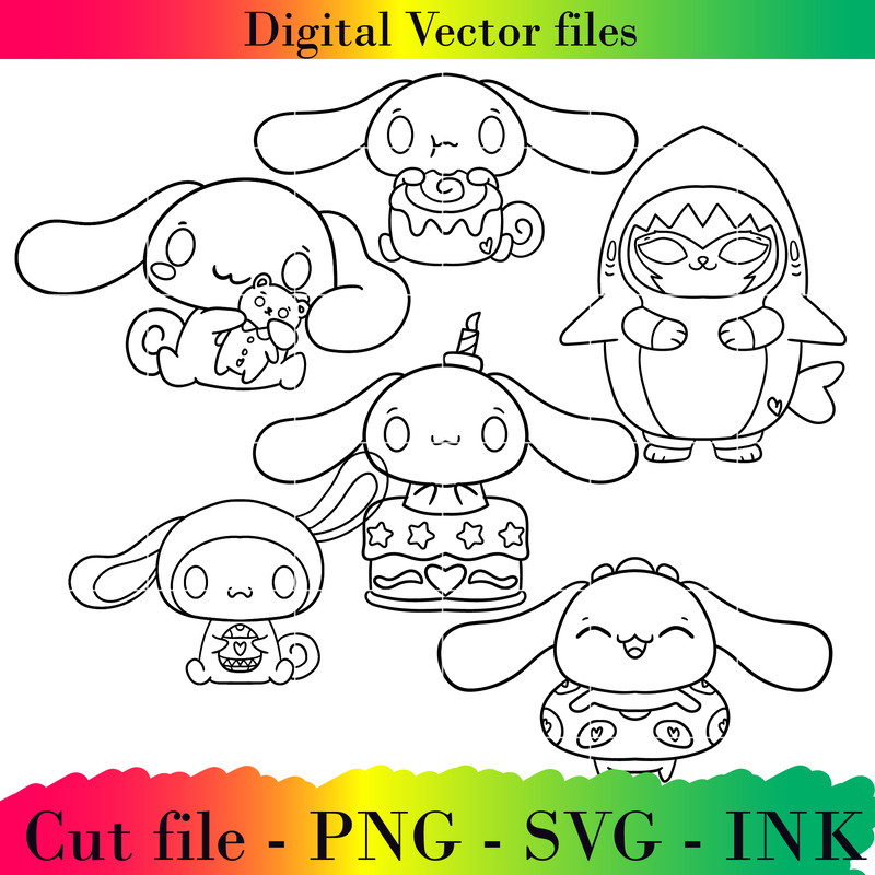 Cinnamoroll Teddy Bear Easter BunnyEatingShark Kitty Printable For BirthdaySVG PNG InkCinnamoroll C 1