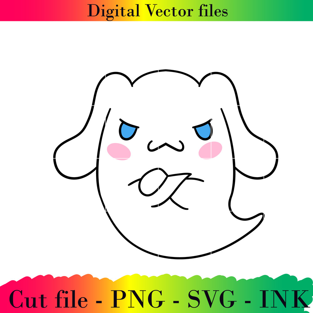 Editable Cinnamoroll Ghost Project Printable For BirthdaySVG PNG InkCinnamoroll Ghost Coloring Page 0