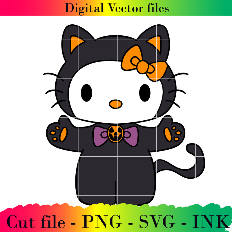 Editable Hello Kitty Black Cat Project Printable For BirthdaySVG PNG InkHello Kitty Black Cat Color 0