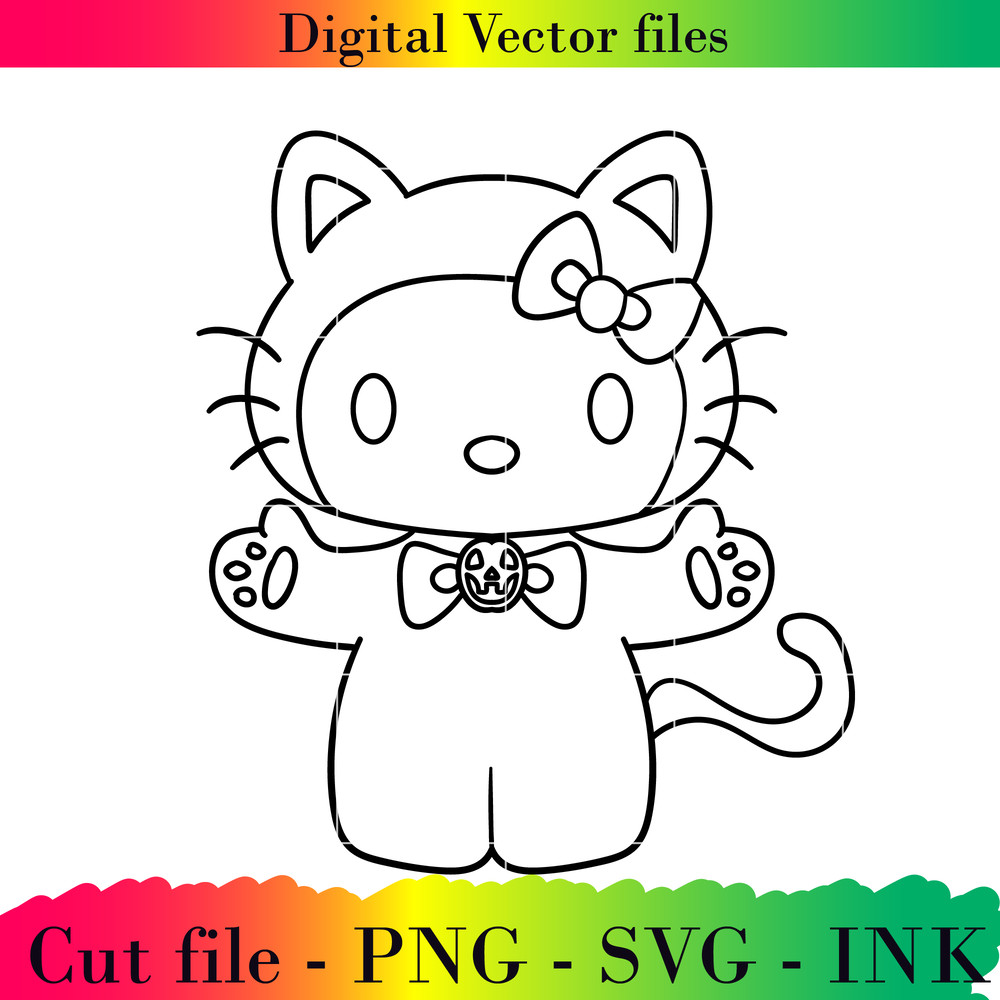 Editable Hello Kitty Black Cat Project Printable For BirthdaySVG PNG InkHello Kitty Black Cat Color 1