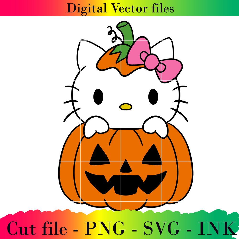 Editable Hello Kitty Pumpkin Project Printable For BirthdaySVG PNG InkHello Kitty Pumpkin Coloring 0