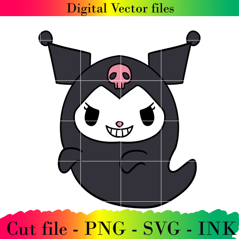 Editable Kuromi Ghost Project Printable For BirthdaySVG PNG InkKuromi Ghost Coloring Pages 0