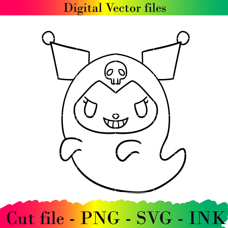Editable Kuromi Ghost Project Printable For BirthdaySVG PNG InkKuromi Ghost Coloring Pages 1