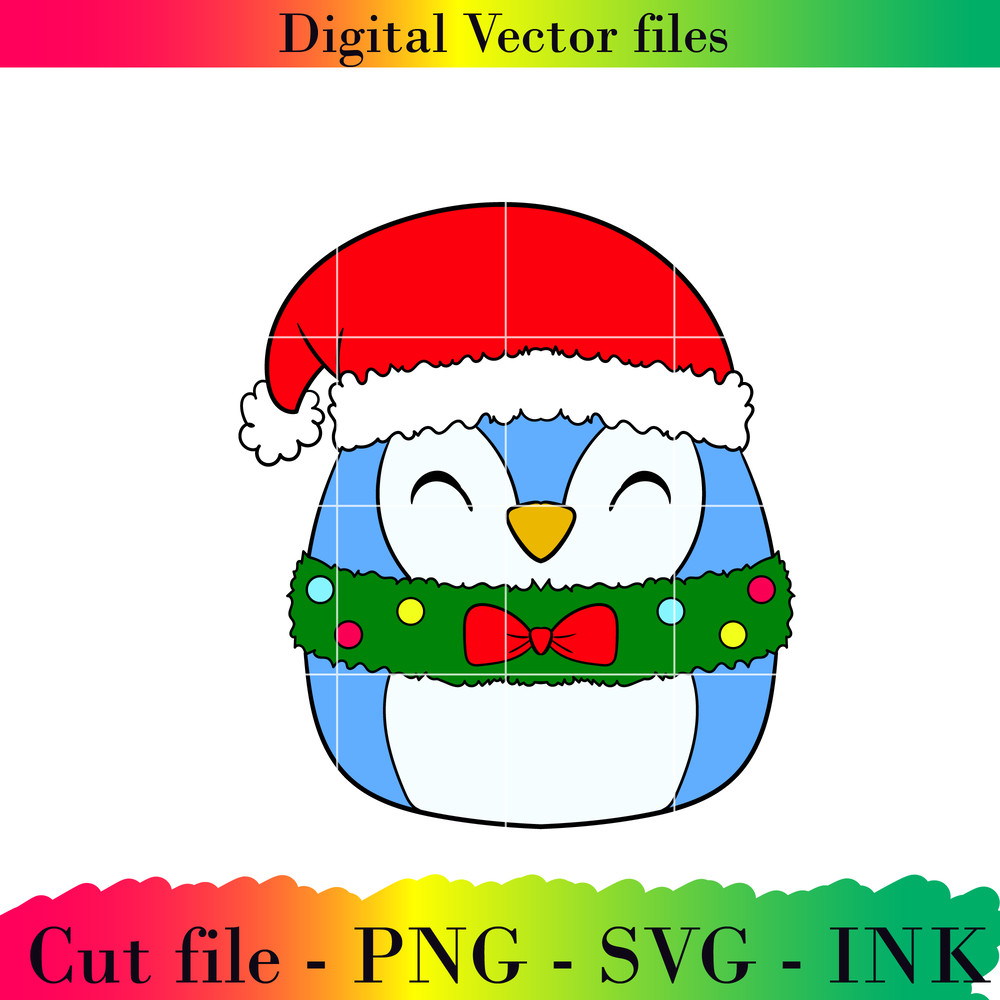 Editable CChristmas Squishmallows Puff The Penguin Project Printable For BirthdaySVG PNG Ink Colori 0