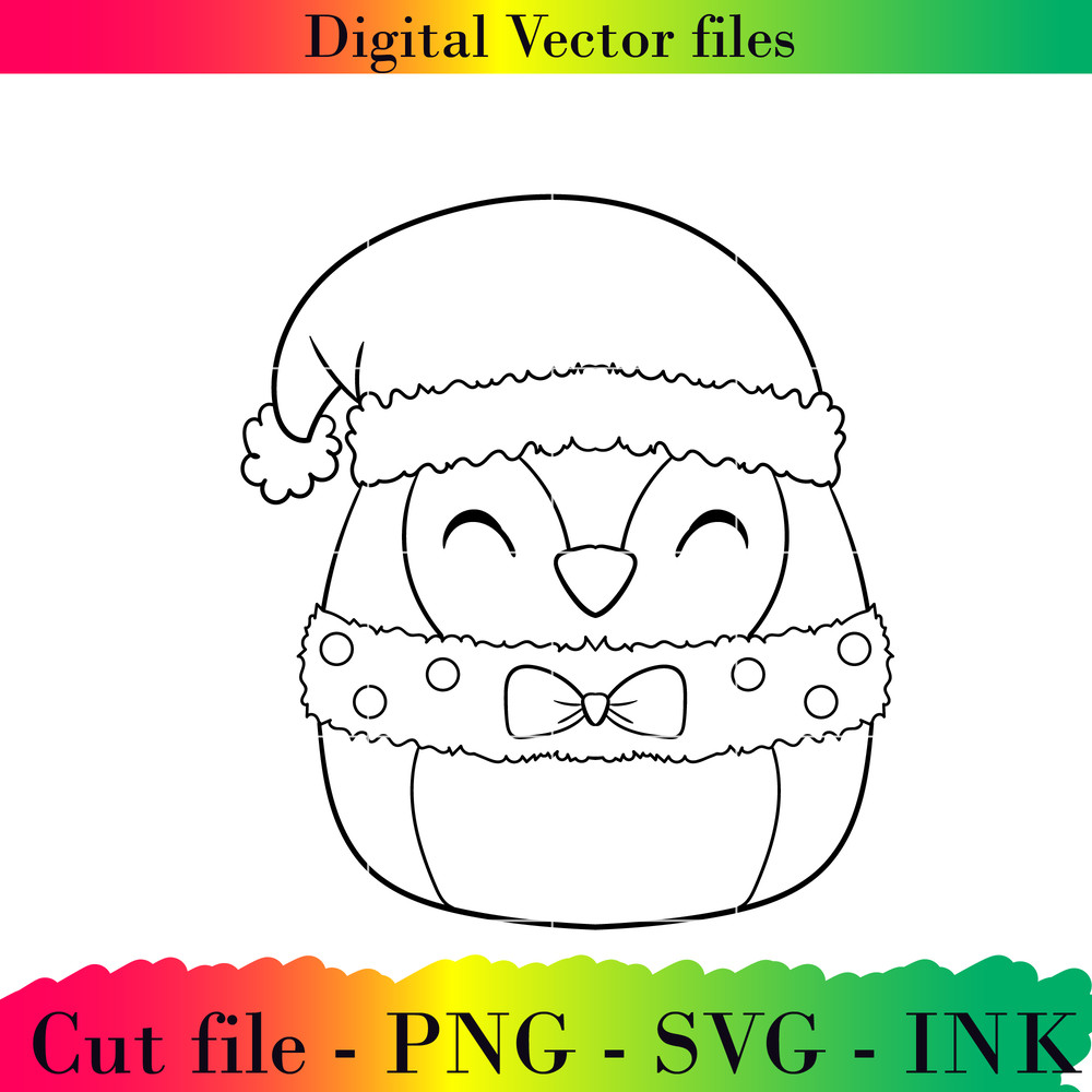Editable CChristmas Squishmallows Puff The Penguin Project Printable For BirthdaySVG PNG Ink Colori 1