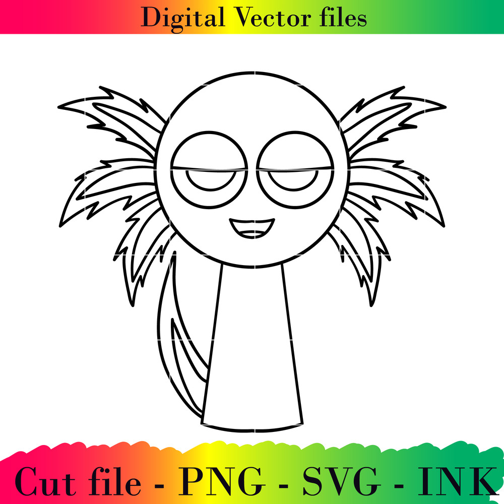 Editable Sprunki Axcel Project Printable For BirthdaySVG PNG Ink Sprunki Coloring Pages 1