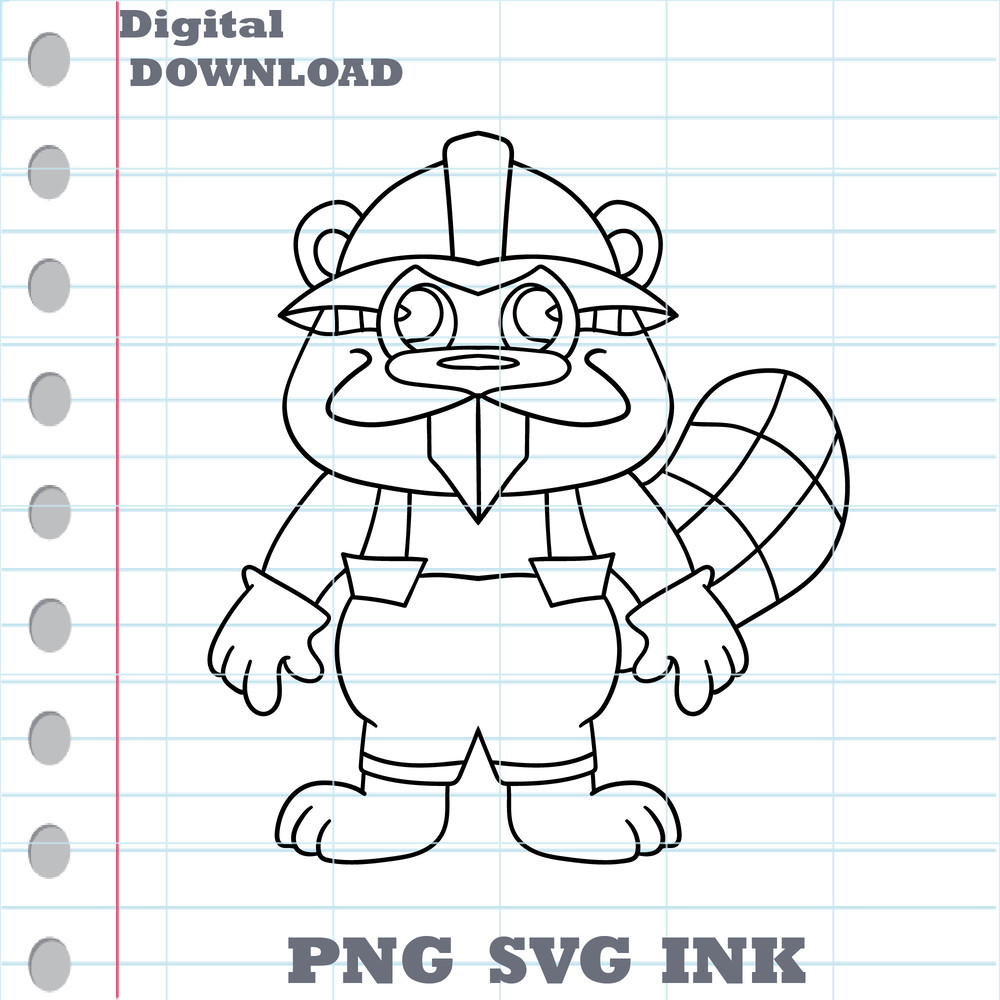 Customizable Barney Beaverton SVG Cut File Clucky From Cluckys Logi PNG Coloring Pages Ink 1