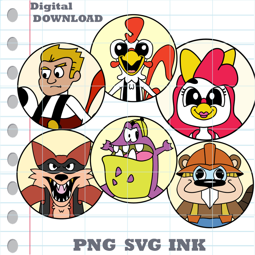 Customizable Sticker Jaxon Jackyl Barney BeavertonRoofus RibbitRichard In Clucky PNG Coloring Pages Ink 0