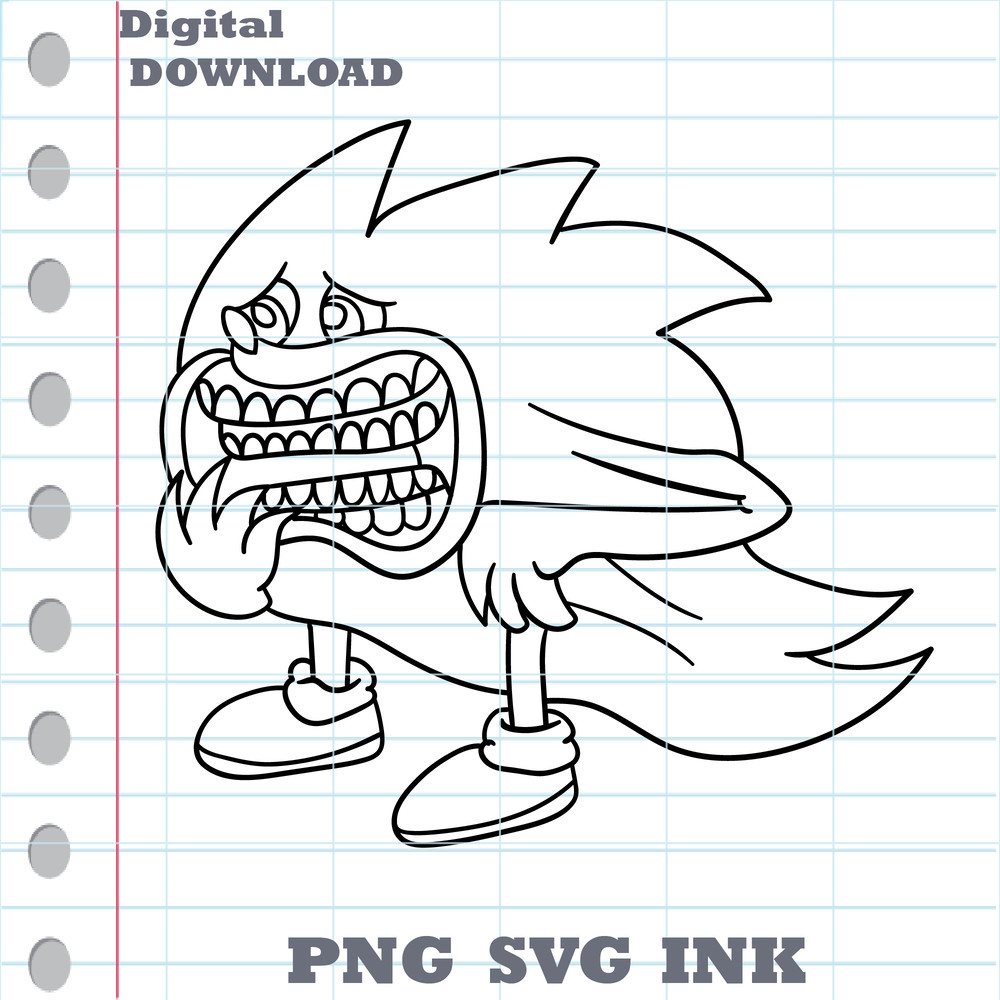 Customizable Shin Sonic SVG Cut File Shin Sonic PNG Coloring Pages InkFile For Cricut Vector 1