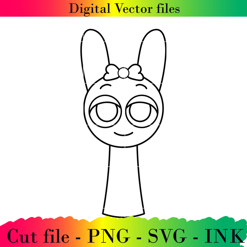 Customizable Pinki SVG Cut File Sprunki PNG Coloring Pages Ink Sprunki Increedibox File For Cricut 1