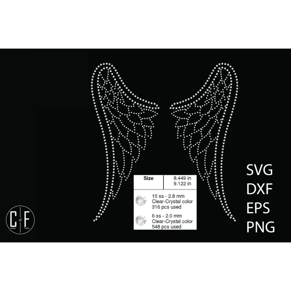 Wings Rhinestone Template1008 1