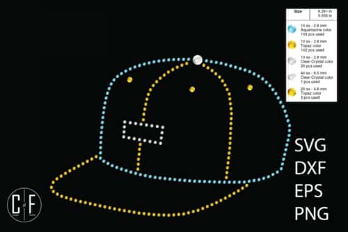 Baseball Cap Rhinestone Template-1019