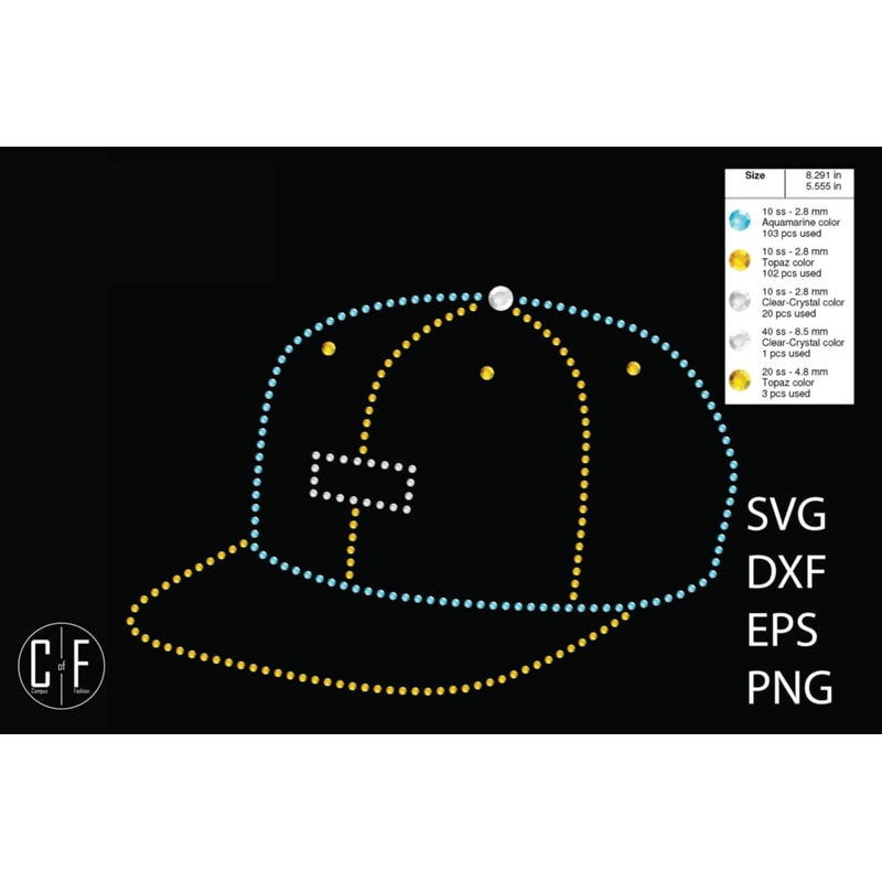 Baseball Cap Rhinestone Template1019 0