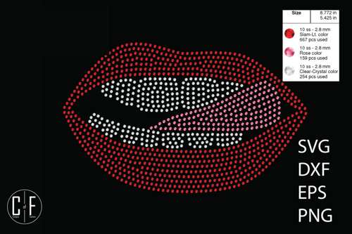 Lips Rhinestone Template-1020