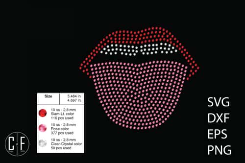 Lips Rhinestone Template-1021