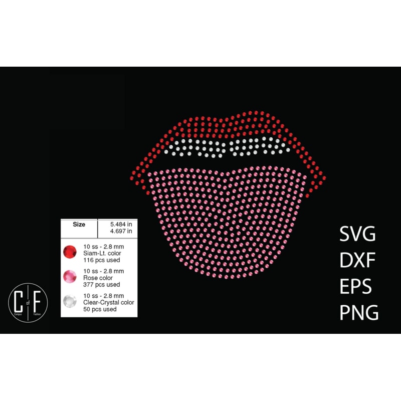 Lips Rhinestone Template1021 0