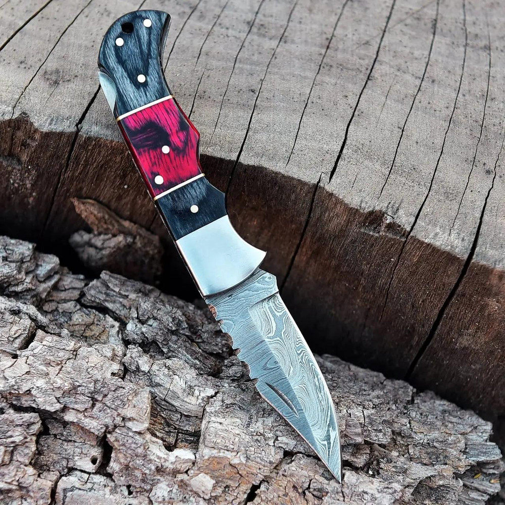Handmade Pocket Knife Damascus Steel 7