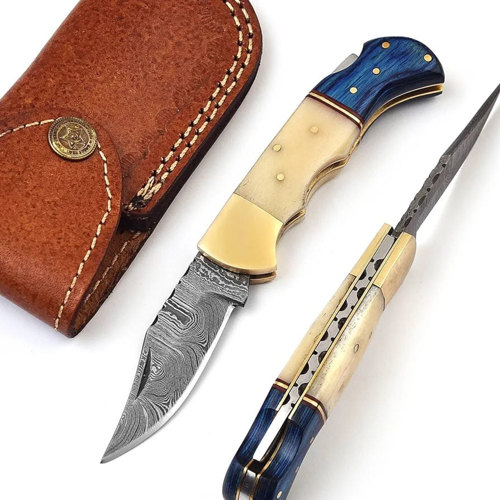 Handmade Damascas Pocket Knife 7