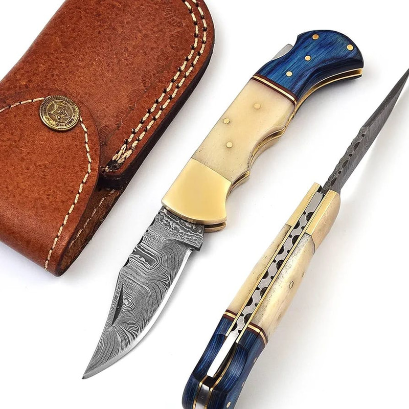 Handmade Damascas Pocket Knife 7