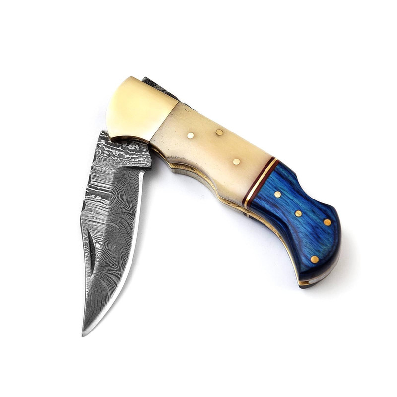 Handmade Damascas Pocket Knife 8