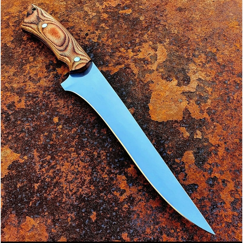 Custom Handmade D2 Steel Blade With Pakka Wood Handle Fishing Fillet Knife Kitchen Knife With Leat 3