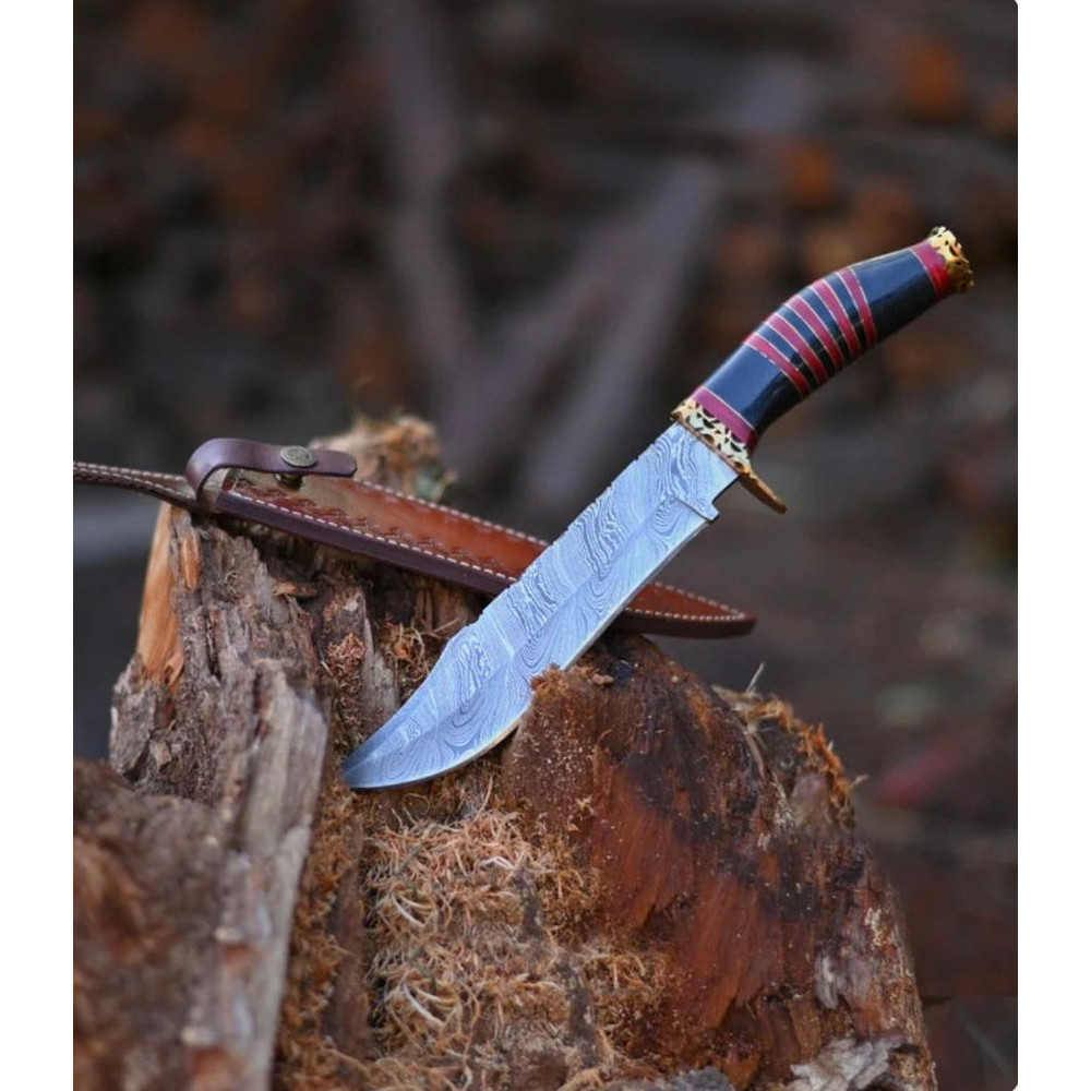 Vintage Damascus Steel Bowie Knife 0