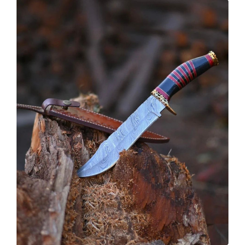 Vintage Damascus Steel Bowie Knife 0