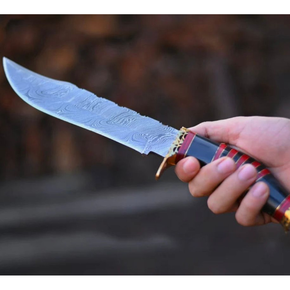 Vintage Damascus Steel Bowie Knife 2