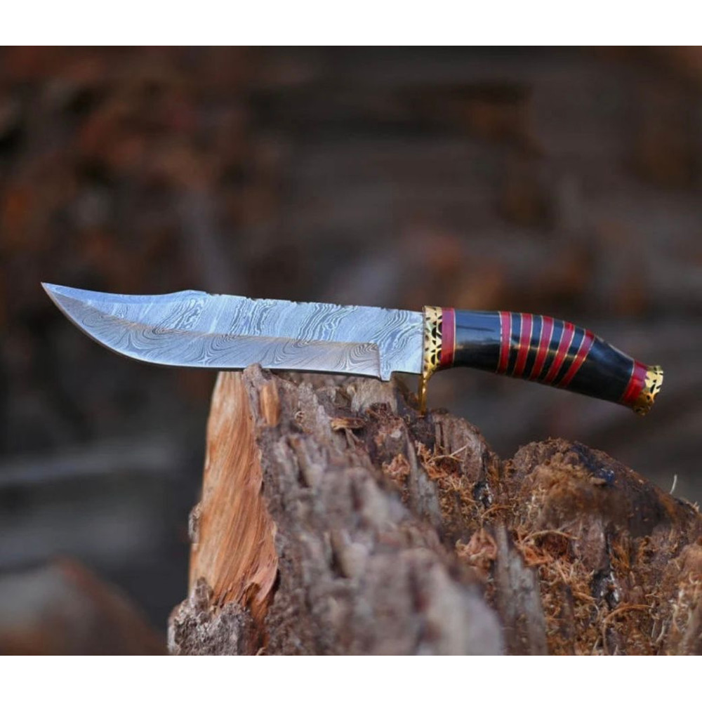 Vintage Damascus Steel Bowie Knife 6