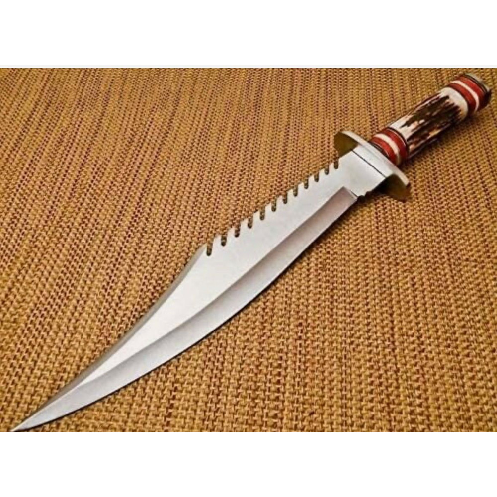 Custom Handmade 17 D2 Steel Hunting Bowie Knife With Leather Sheath 0