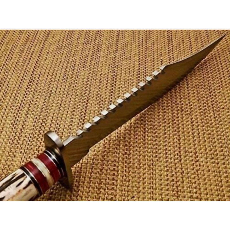 Custom Handmade 17 D2 Steel Hunting Bowie Knife With Leather Sheath 2