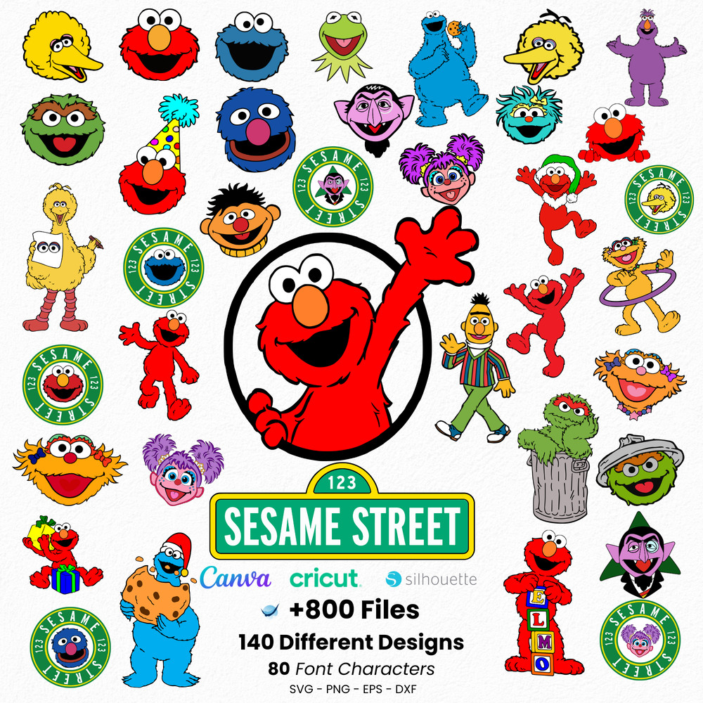Sesame Street Fan Art SVG PNG EPS DXF Bundle Sesame Street Clipart Sesame Street Cricut SVG 0