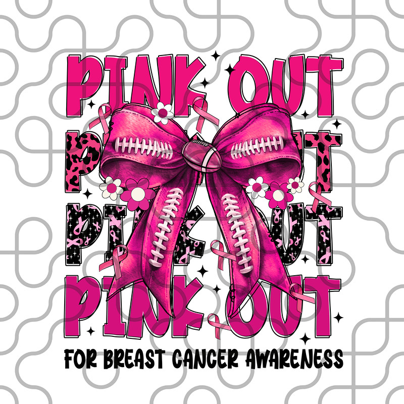 Pink Out Tackle Breast Cancer Png Football Coquette PNG Cancer Awareness Png Fight Breast Cancer Pngpink Out Sublima 0