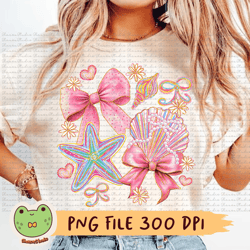 seashell png, beach lover png, coquette png, summer vacation png, starfish png, brushstroke png, bow png, sulimation