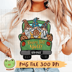 happy fall y'all png, gnome png, gnome truck png, fall truck png, pumpkin png, leopard gnome png, leopard pumpkin png, f