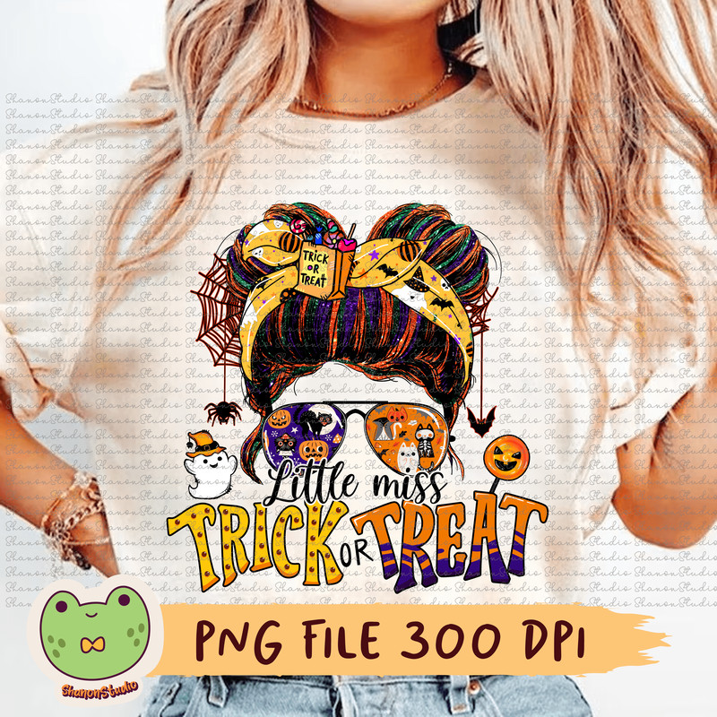 Little Miss Trick Or Treat Png Trick Or Treat Png Messy Bun Png Halloween Png Jack O Lantern Png Sp 0