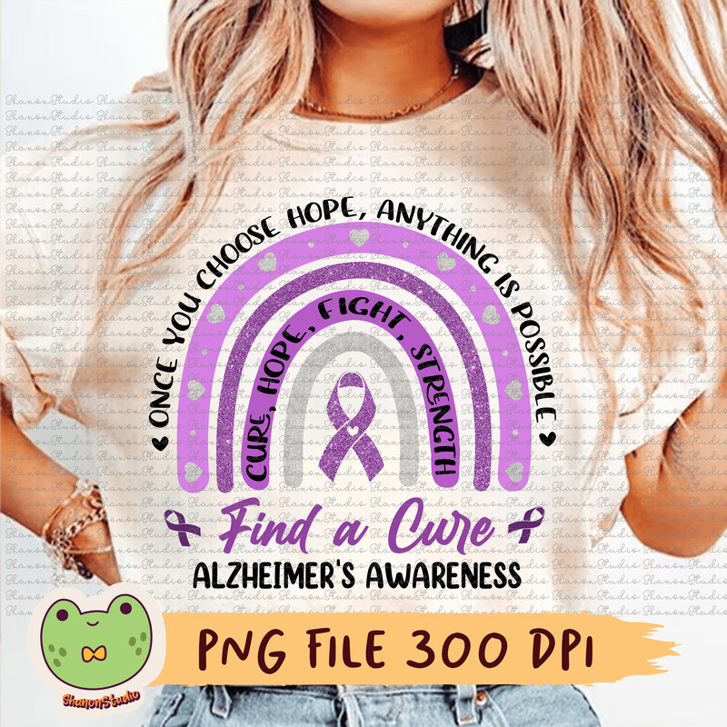 Alzheimers Awareness Png Find A Cure Png Once You Choose Hope Anything Is Possible Purple Rainbow P 0
