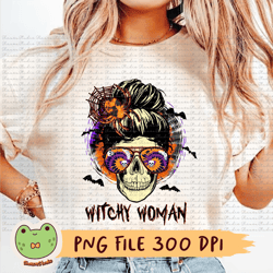 witchy woman png, halloween witch png, halloween skull png, messy bun png, spooky witch png, spooky skull png, halloween