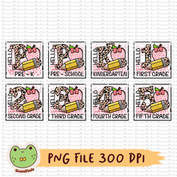 back to school bundle png, leopard apple png, preschool png, pre k png, kindergarten png, 1st grade to 5th grade, school
