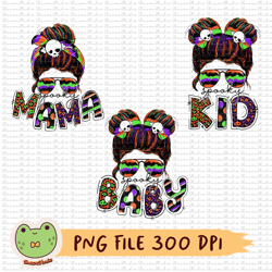 messy bun bundle png, halloween bundle png, spooky mama png, spooky kid png, spooky baby png, double bun png, horror png